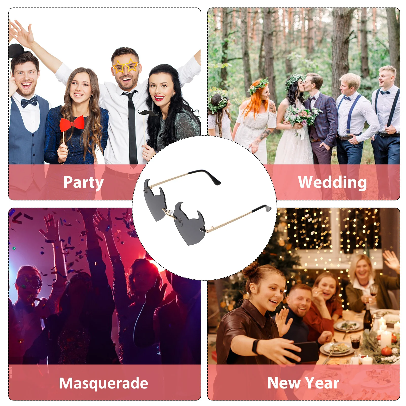 

Heart Shaped Sunglasses White Love Eyewear Bachelorette Party Women Rimless UV400 Protection Fashion Trend Heart Glasses Beach