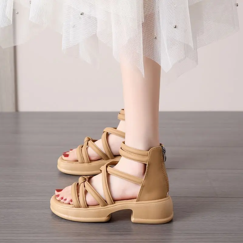 

Summer Sandals New Fashion Simple Women's Shoes Breathable Non Slip Simple Roman Shoe Hollow Lightweight Retro 2026 Beach Shoes