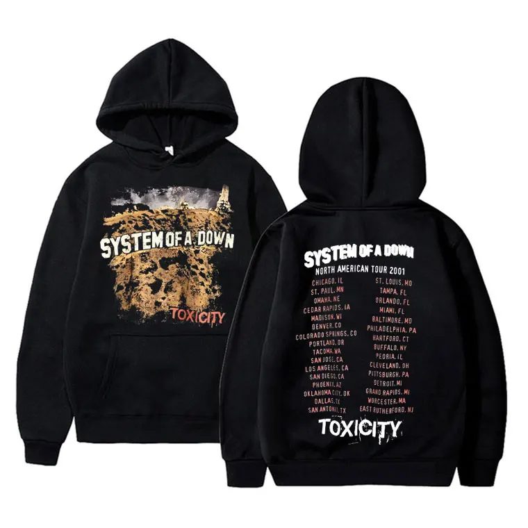 

Rock Band System of A Down Toxicity Tour Hoodie Men Women Gothic Punk Vintage Hooded Sweatshirt Men's Fleece Oversized Hoodies