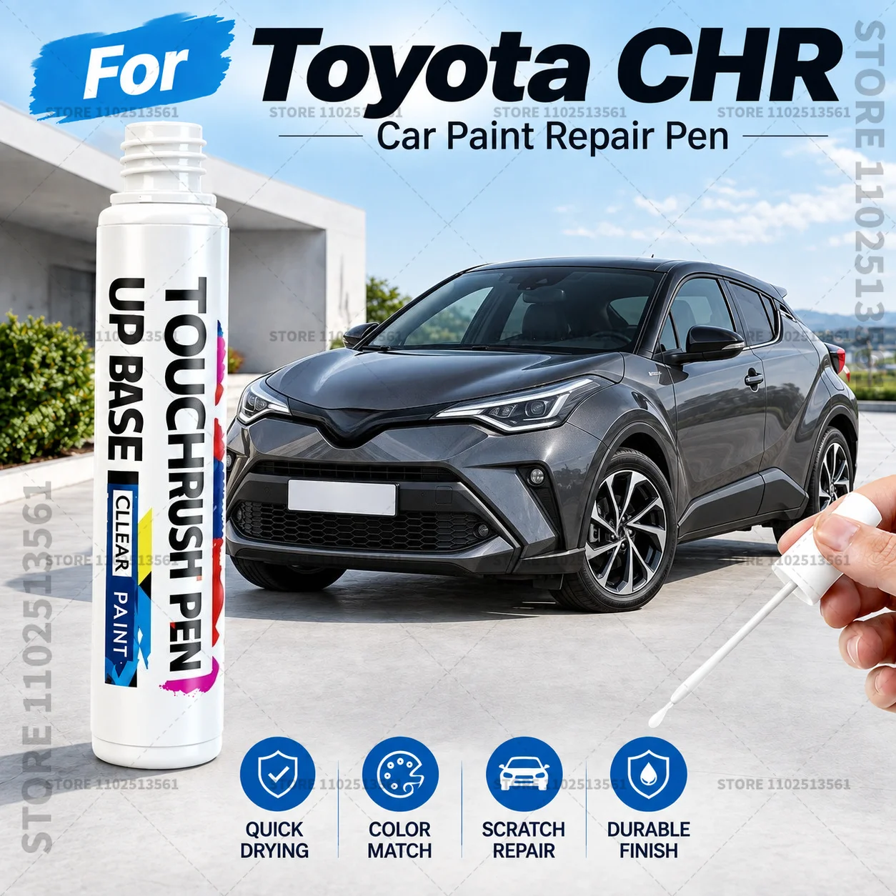 For Toyota CHR White Black Car Scratch Repair Paint Pen Automotive Touch Up Pen Quick Dry Brush For Vehicle Paint Damage Repair
