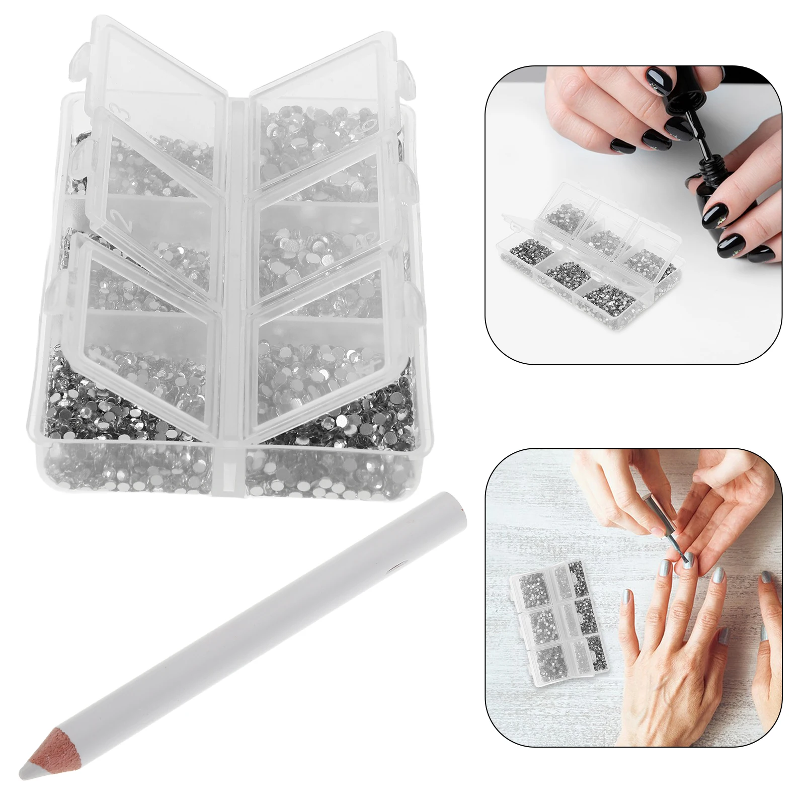 

Manicure Rhinestone Set Gems Flat Drill Adhesive Rhinestones Bedazzle Kit Glass