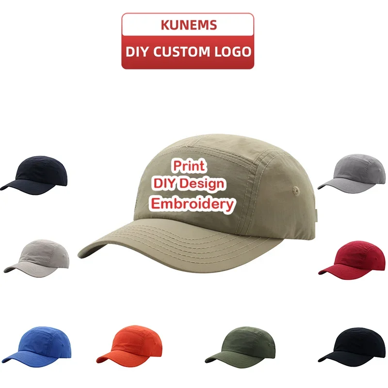 

KUNEMS Custom Embroidery Japanese Quick-drying 5-Panel Hat Summer Visor for Men and Women DIY Print Logo Outdoor Hat Wholesale