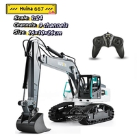 Huina 667 1:24 Alloy 9Ch Remote-Controlled Crawler Excavator Dump Truck Construction Card Excavation Children's Toys