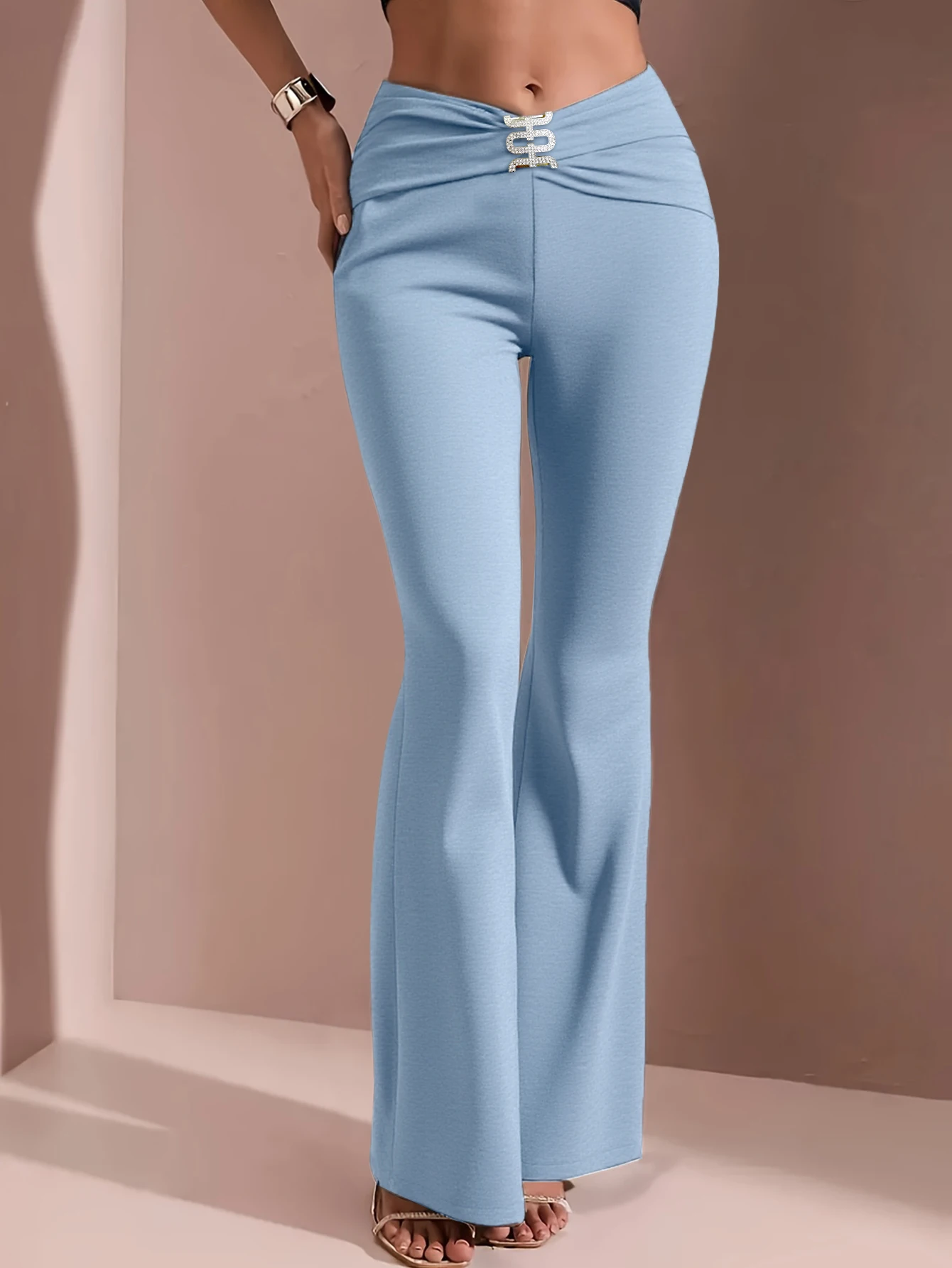 Women's Modest Fashion Wrap Pants Summer Elegant Chic Plain Full Length Casual Trousers