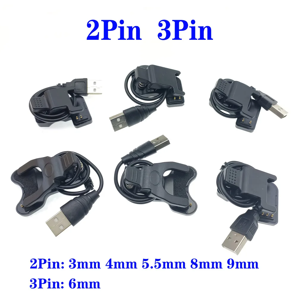 1pc Smart USB watch charge connector for power charging cable 2/3Pin 3mm 4mm 5.5mm 8mm 9mm smartband universal multifunctional