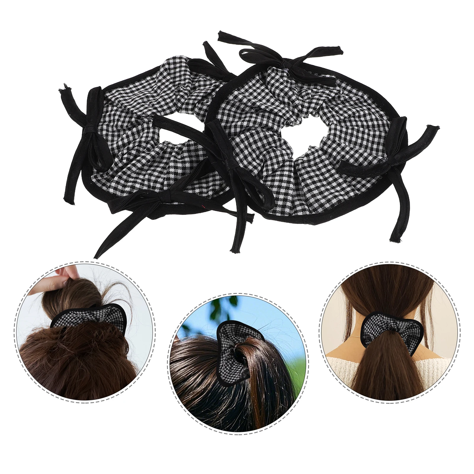 

2pcs Retro Bands Checkered Scrunchies Girls Accessories Women Thick Hair Ties Comfortable Fit Vintage Style Hair Care