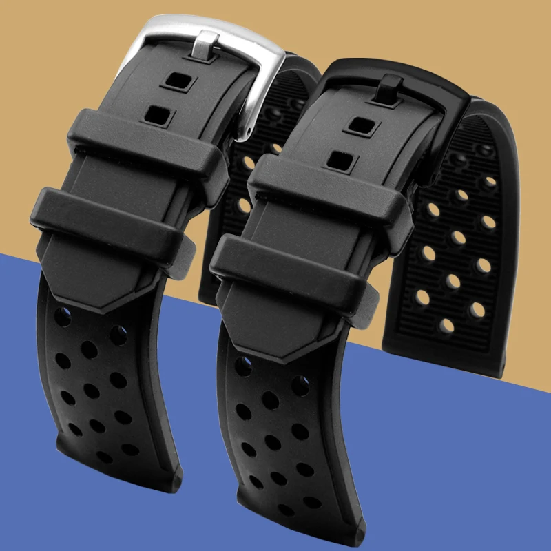 Interface reta pulseira de silicone para Heuer F1, pulseira relógio de borracha esportiva, estilo pino, 22mm respirável, CAZ2011