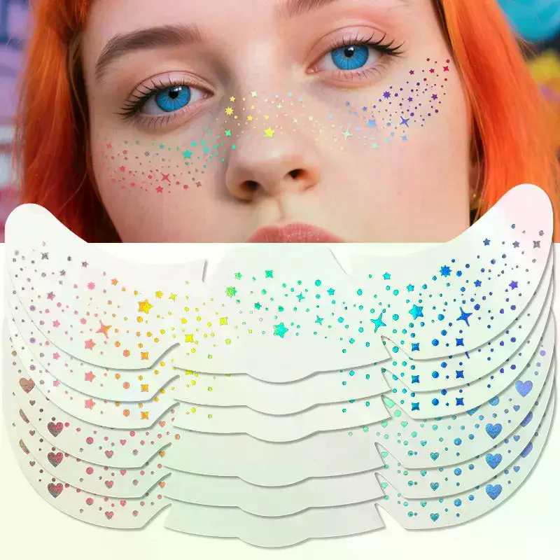 1 ورقة بريق النمش ملصقات ثلاثية الأبعاد القلب النمش الوشم بريق ملصقات للماء درجة الحرارة الوشم #3