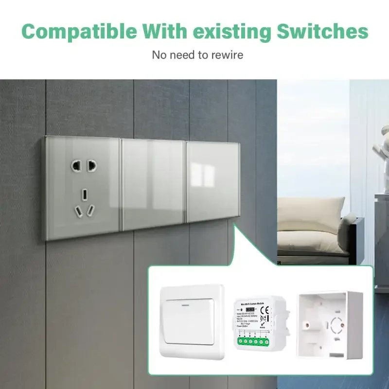 ZigBee Tuya/WiFi modul sakelar tirai pintar, untuk Motor tirai penutup rol QS-S10-C04/sakelar ECC02 mendukung Google Home Alexa