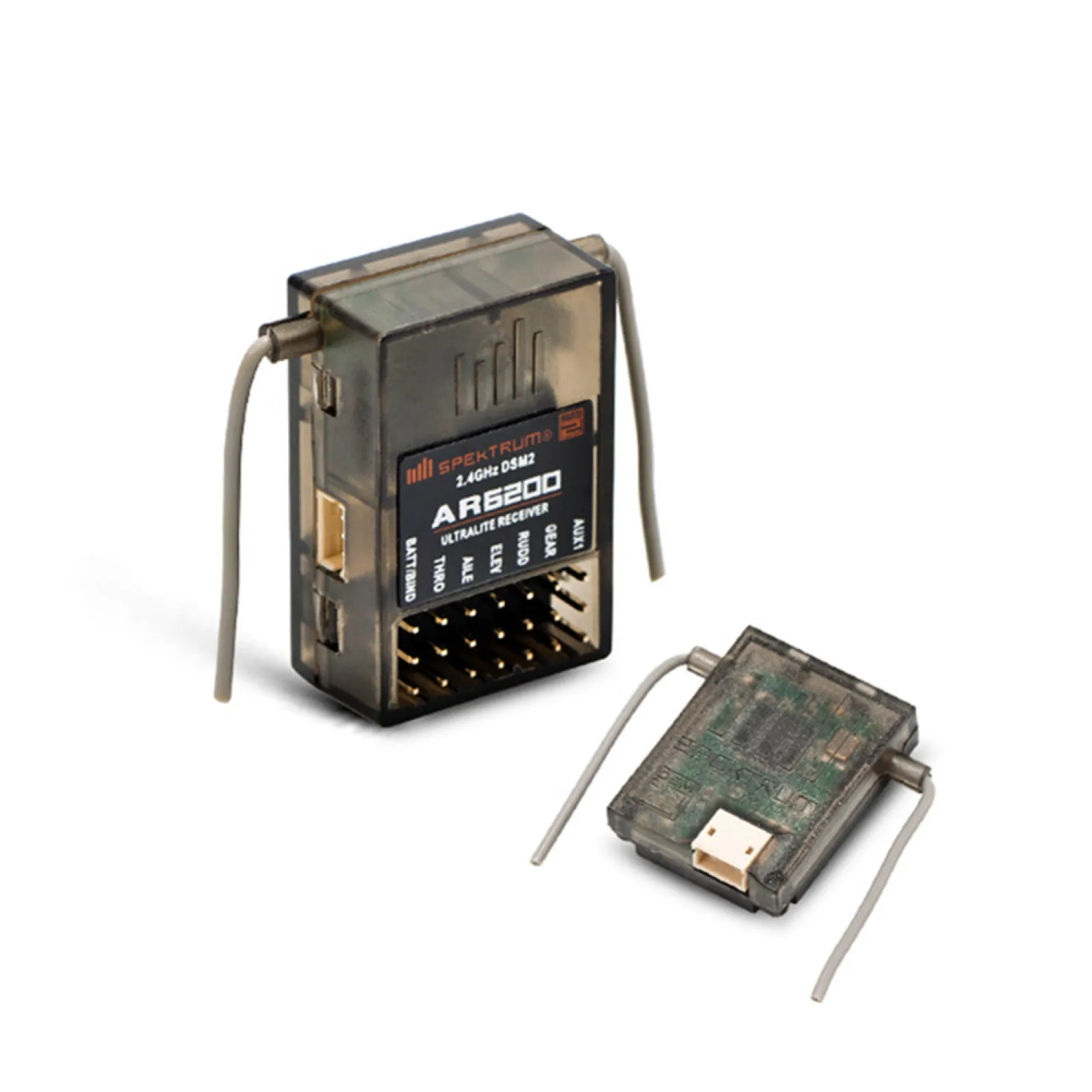 เครื่องรับสัญญาณ DSM2 6CH RC พร้อมดาวเทียมคู่ AR6200 ใช้งานร่วมกับ Spektrum DX6i DSM2 2.4GHz สำหรับเครื่องบิน/เฮลิคอปเตอร์