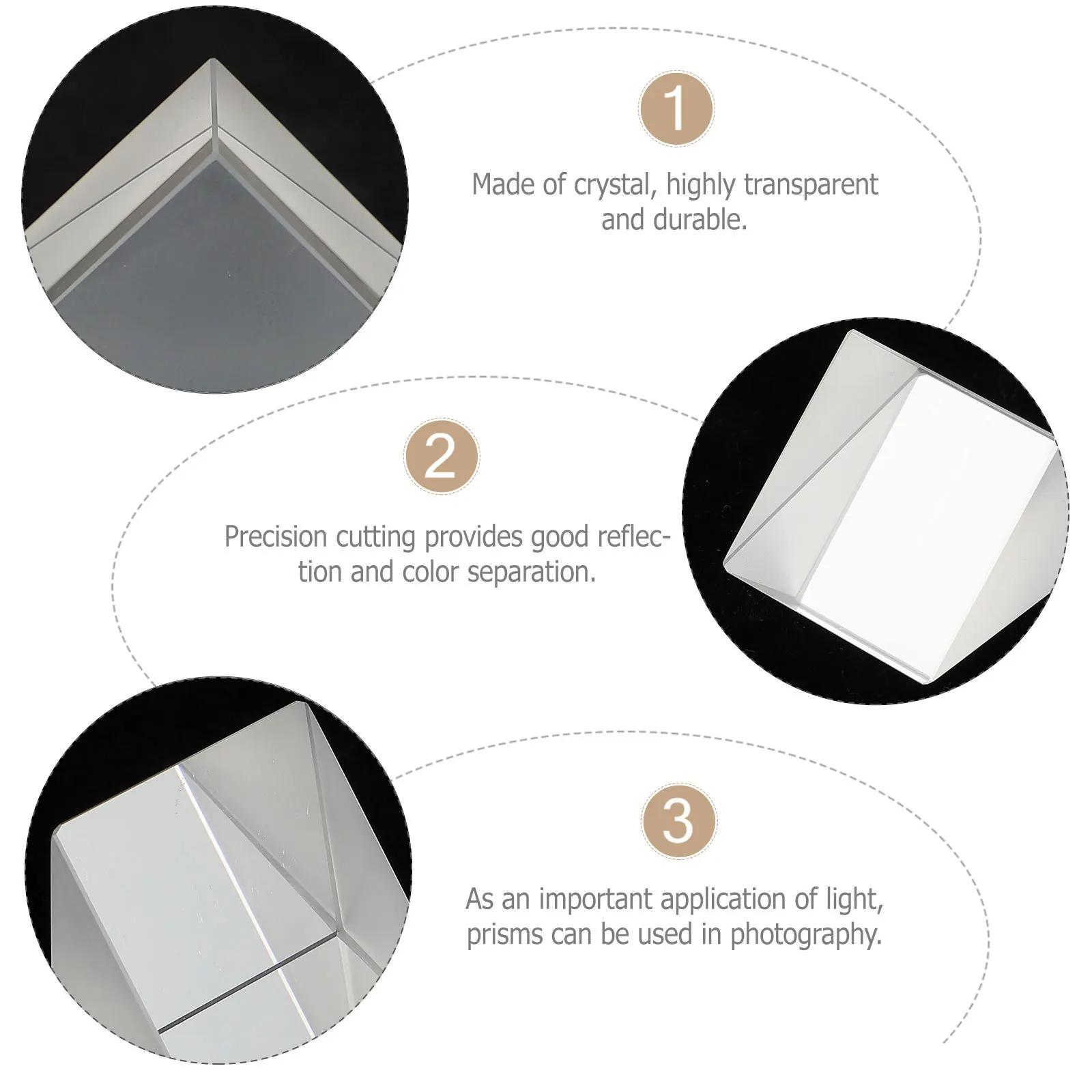 

Glass Prism for Lights Optical Experiment Prisms Equipment Kit Physical Physics Optics Science