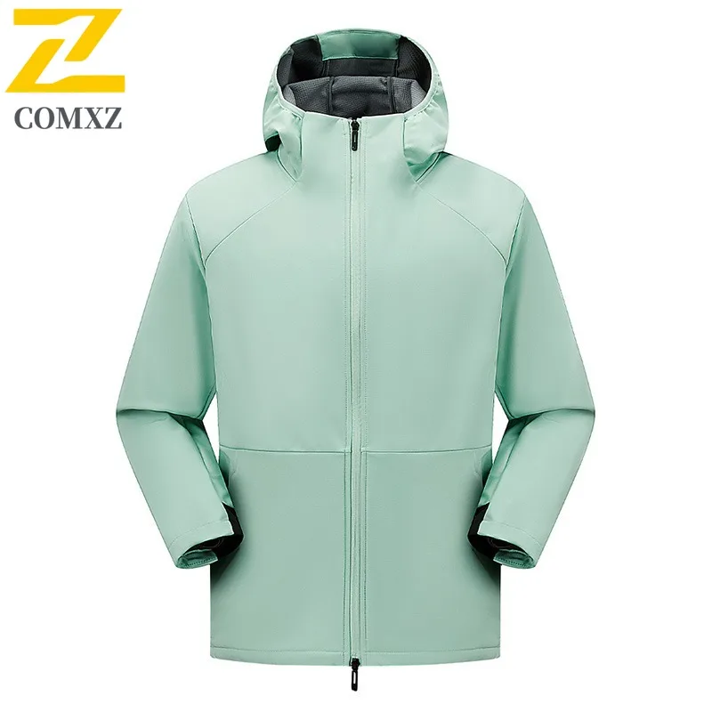 

COMXZ Men Windbreaker Jacket Soft Shell Windproof Waterproof Adventure Hiking Travel Camping Jackets Walking High Quality Coat