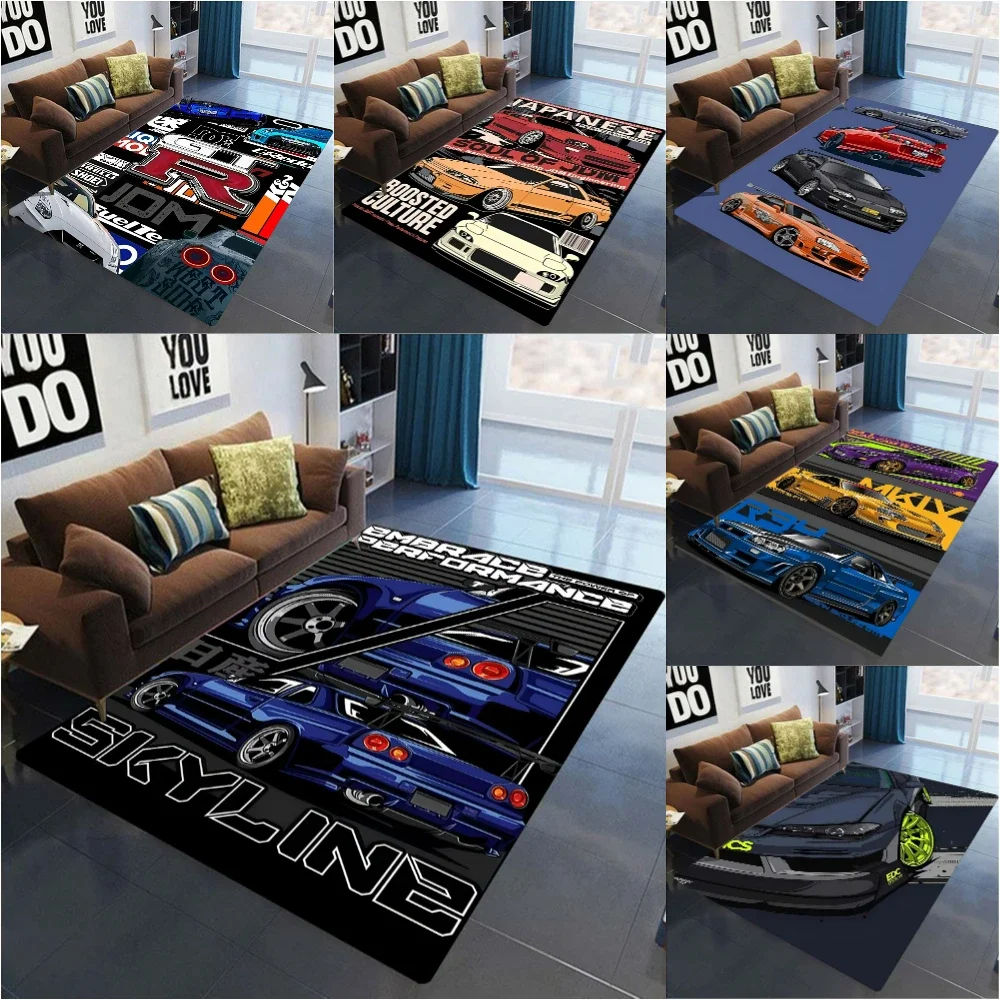 GT-R Carpet for Men's Bedroom Game Room NonSlip Rug J-JDM Racing Style Floor Mat Living Room Decor Car Fan Gift Idea Men Cave