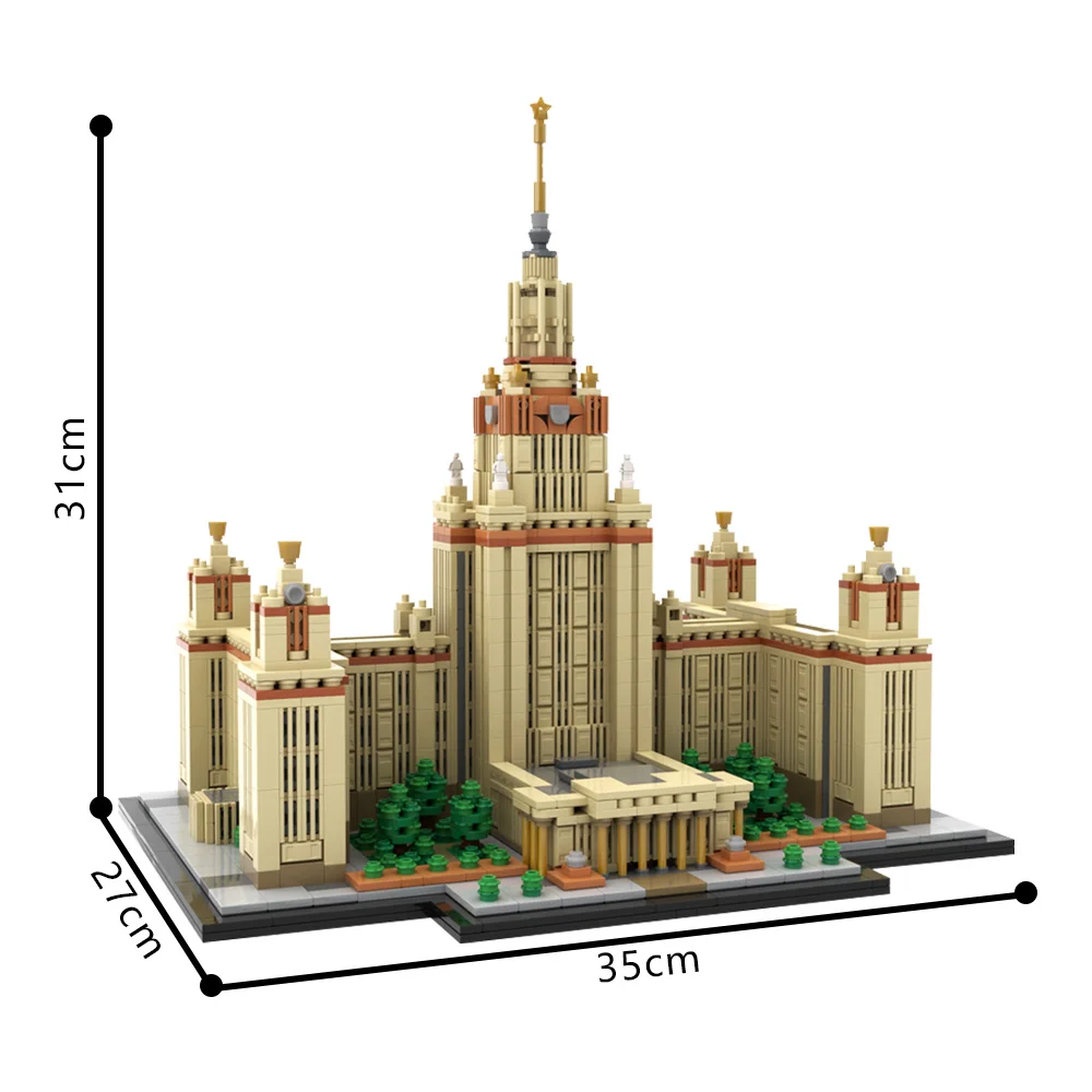 Gobricks MOC Moscow State University 1:800 Scale Bricks Model M. V. Lomonosov University Architecture Building Blocks Toys Gifts