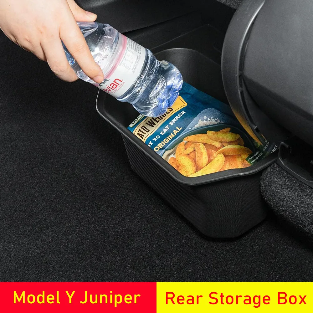 صندوق تخزين المقعد الخلفي لـ Tesla Model Y Juniper 2025 2026 منظم صناديق وحدة التحكم المركزية للمقعد الخلفي سلة المهملات حقيبة تحت صينية المقعد #1