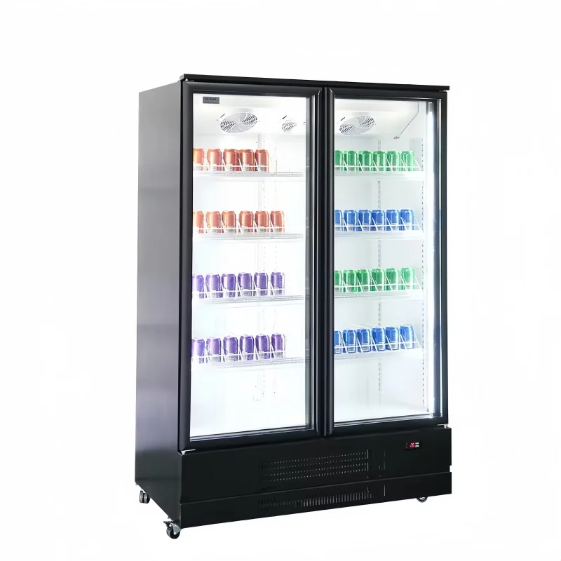 باب زجاجي تستقيم الفريزر من الدرجة التجارية مع التحكم الرقمي في درجة الحرارة لعرض المواد الغذائية المجمدة في المتاجر المريحة