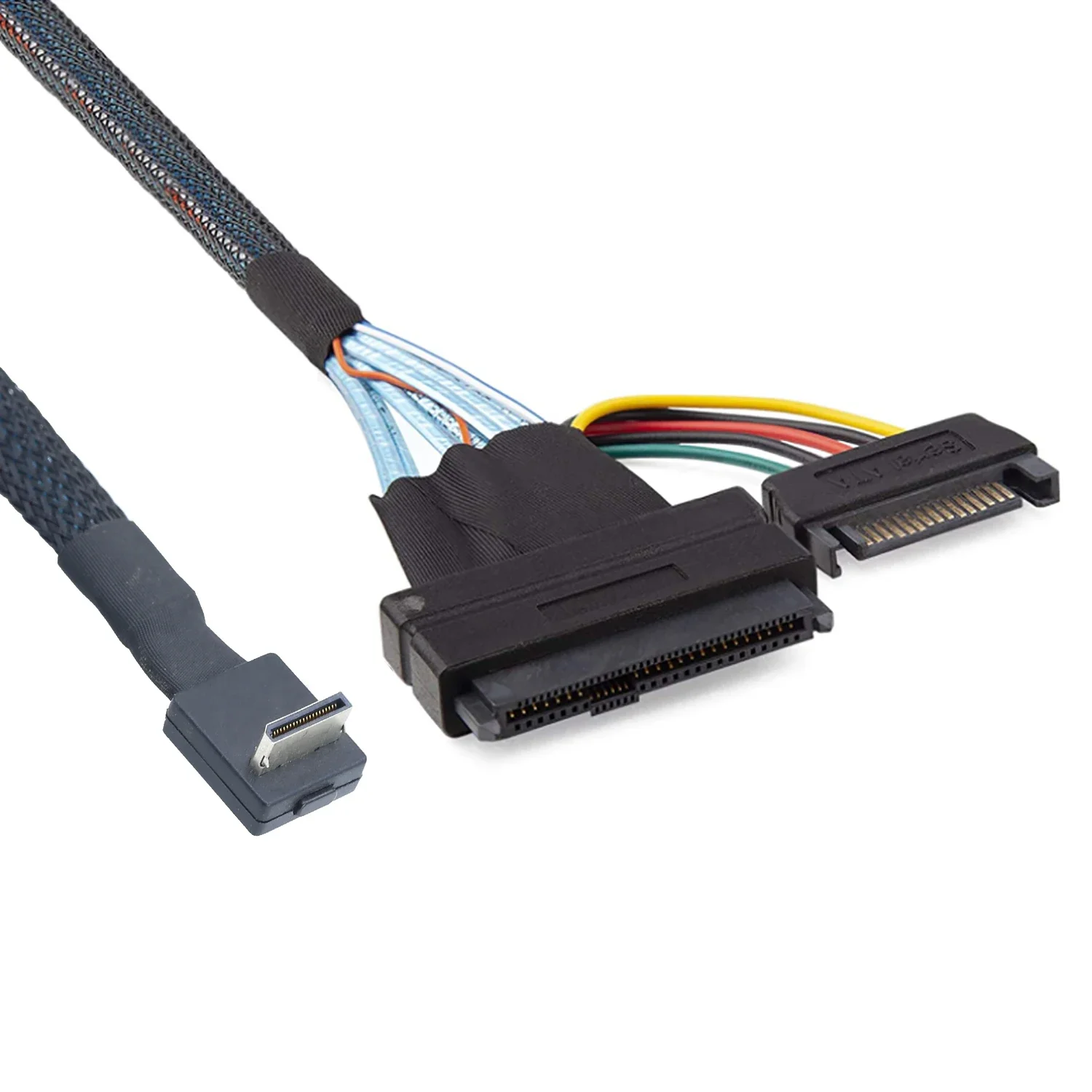 

90-градусный PCIE Oculink SFF-8611 4I к U.2 SAS SFF-8639 с разъемом SATA 15P NVME для кабеля SSD