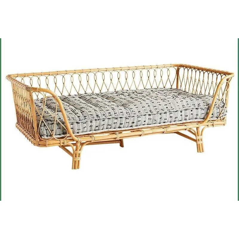 Modern simple rattan sofa bed, Nordic household small rattan bed, living room multi-functional dual-purpose sofa bed