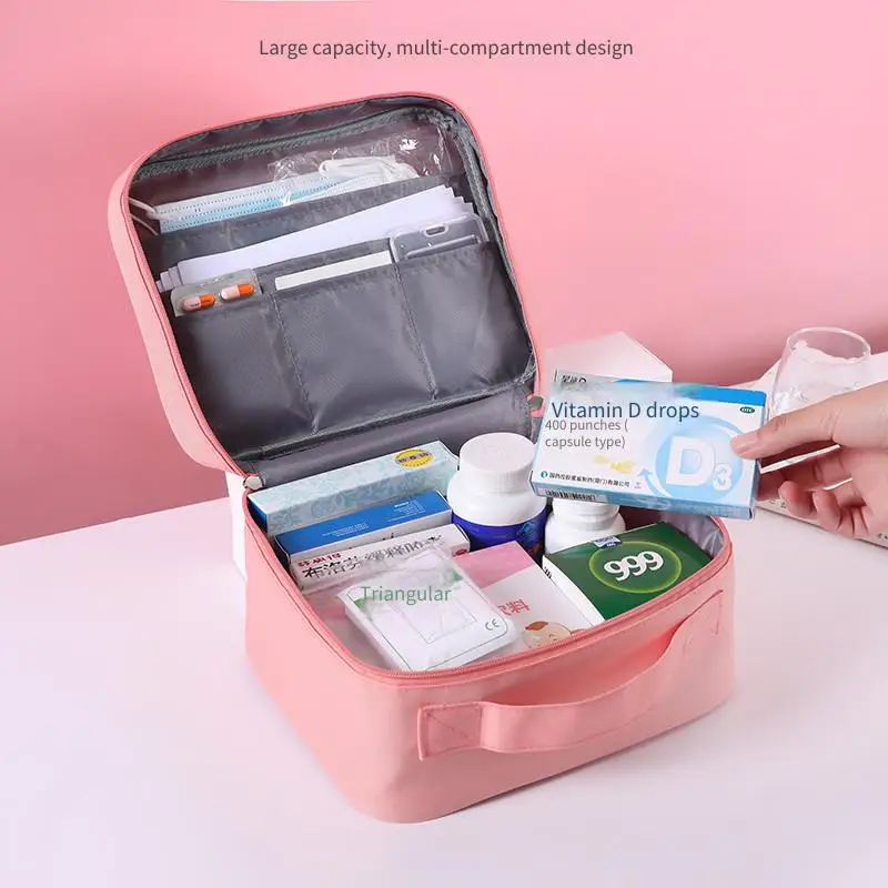 

Large Capacity Medical Kit Outdoor Travel Medication Kit Outdoor Travel Medication Kit Oxford Cloths Pink Green Gray Color