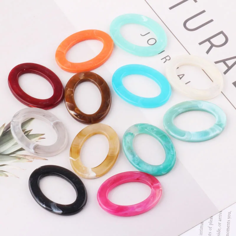 1pcs Diy Jewelry Accessories Acetate Small Fresh Pattern Oval Ring Earrings Pendant Resin Handmade Material