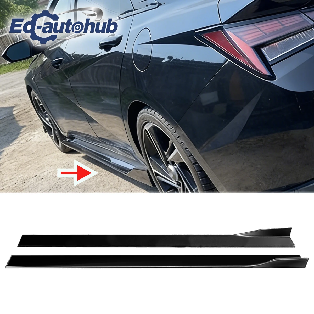 

FOR HYUNDAI ELANTRA 2018-2024 SEDAN SIDE SKIRT EXTENSION LIP GLOSSY BLACK