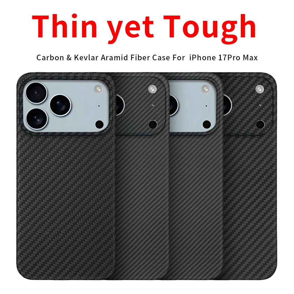 

Для iphone 17 pro max/iphone 17 pro чехол карбон 600d кевлар арамидное волокно ткань тонкий жесткий чехол магнитный черный тонкий светло-красный