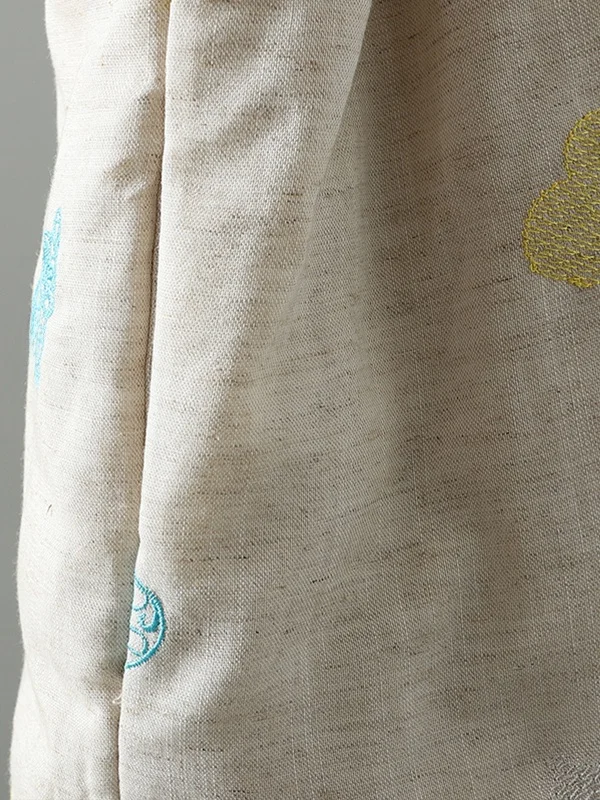 Loose Chinese Sle Cotton Jaet Women's Faionable Embroidered Gourd Patterned Outerwear Long Sve Regular Fit Coat