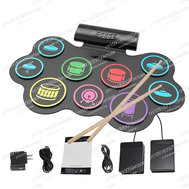 

Hand roll drum kit Bluetooth portable drum children beginner home practice hand roll electronic jazz drum