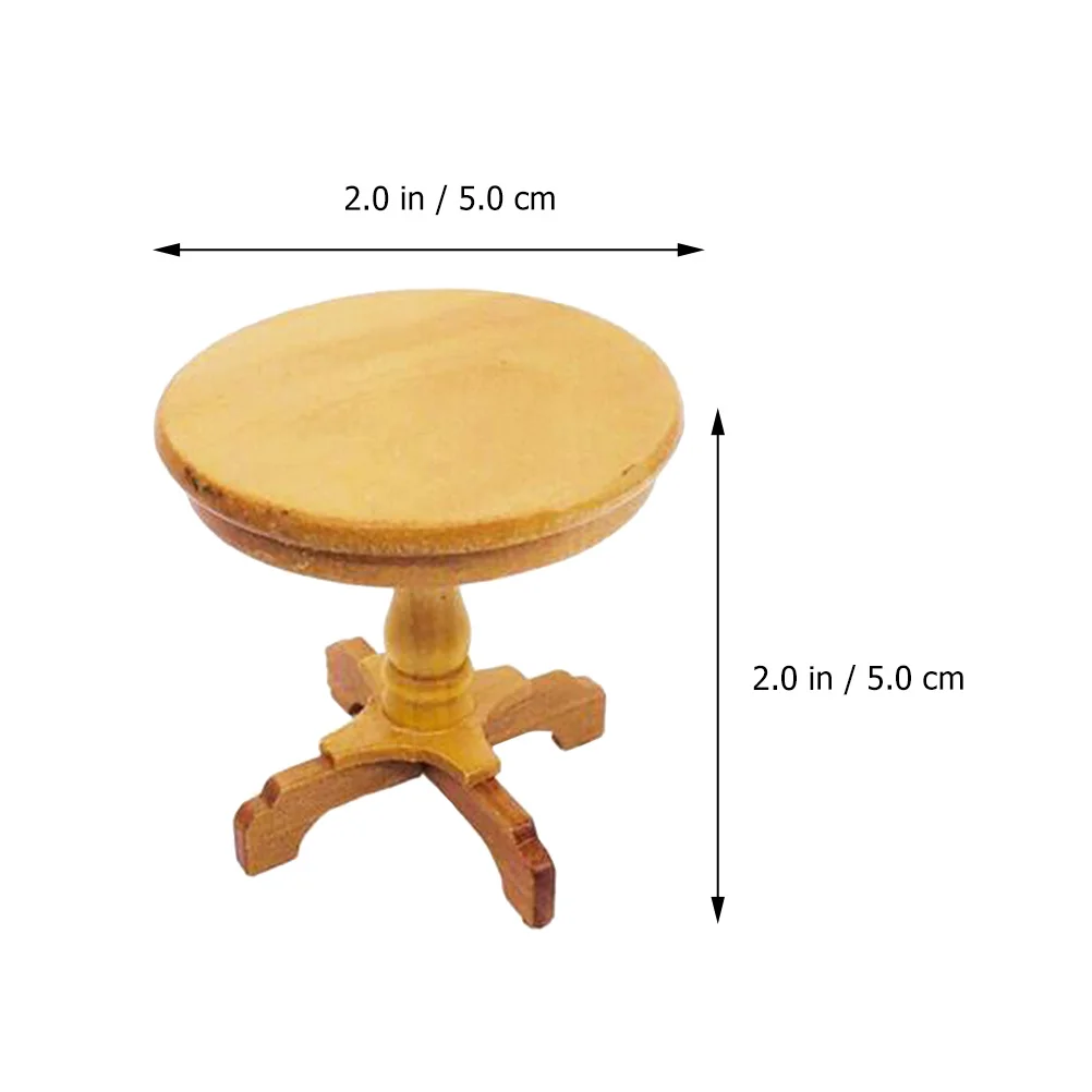 1pc Miniature Round Table Natural Wood Lightweight Wooden Mini Round Table For Mini House Decoration Diy Furniture Ornament