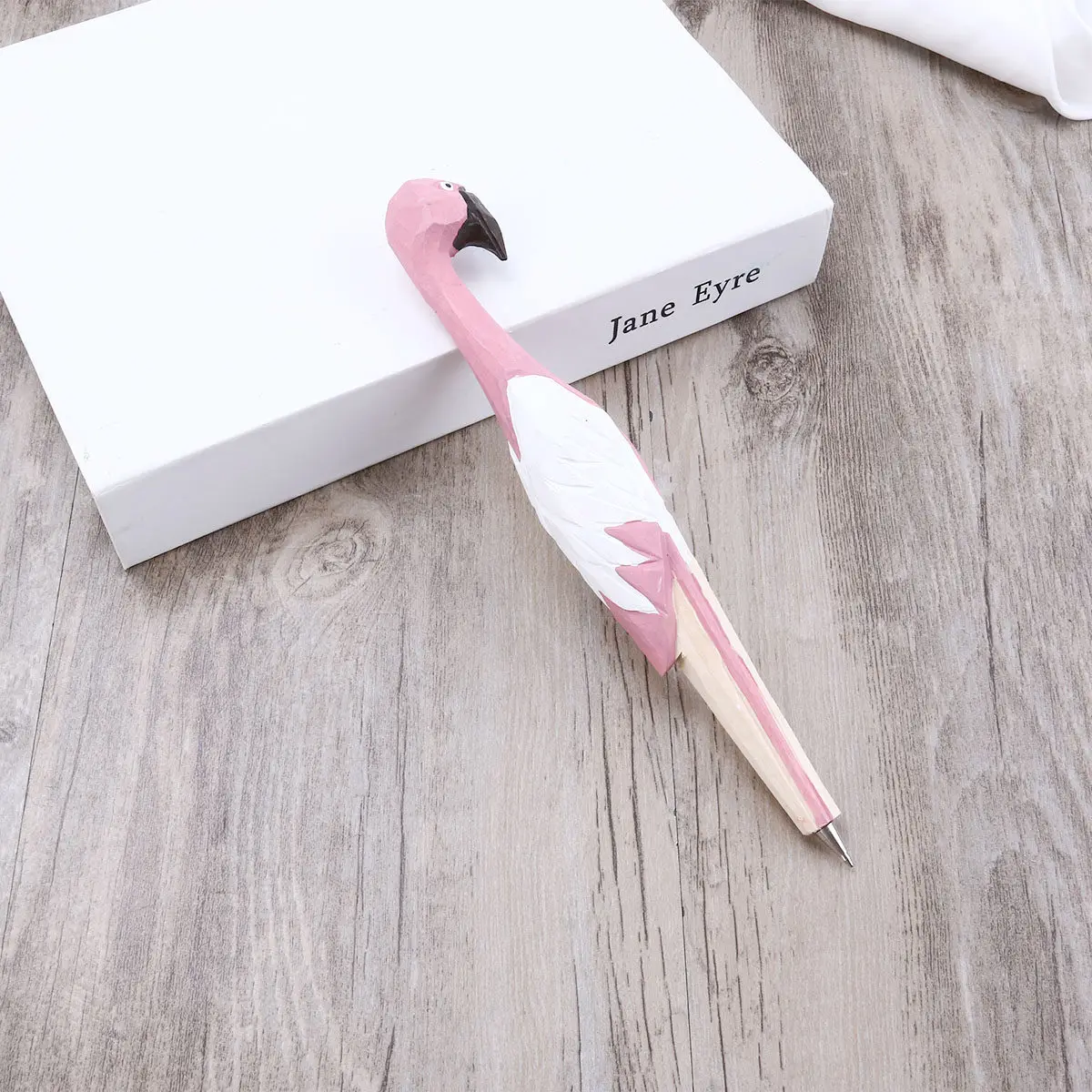 

Wooden Flamingo Ballpoint Pen Carved Design Smooth Writing Lightweight Grip for Study Work Collection Decorative Pen Pink