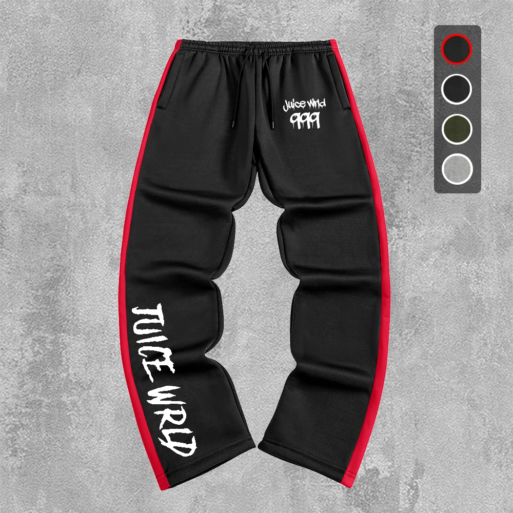 Men's Graffiti Print Thickened Sports Trousers Autumn And Winter Warm Outdoor Daily Fitness Commute Color Block Casual Pants