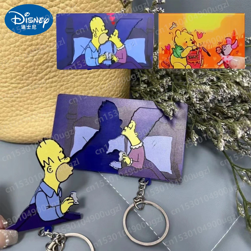 Simpsons Vinnie Anime Wall-mounted Key Holder Cute Couple Anime Pendant Lover Key Chain Home Decor Refrigerator Stickers Girls