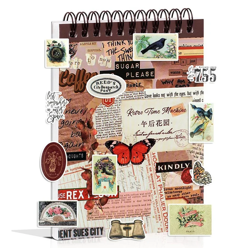Vintage Stickers for Scrapbooking, 50 Sheets Precut Washi Stickers BJAS