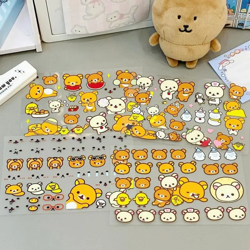 Large Multiple Water Cup Stickers Diy Rilakkuma Kawaii Crystal Transfer Printing Sticker Waterproof Scratch Resistant Stickers