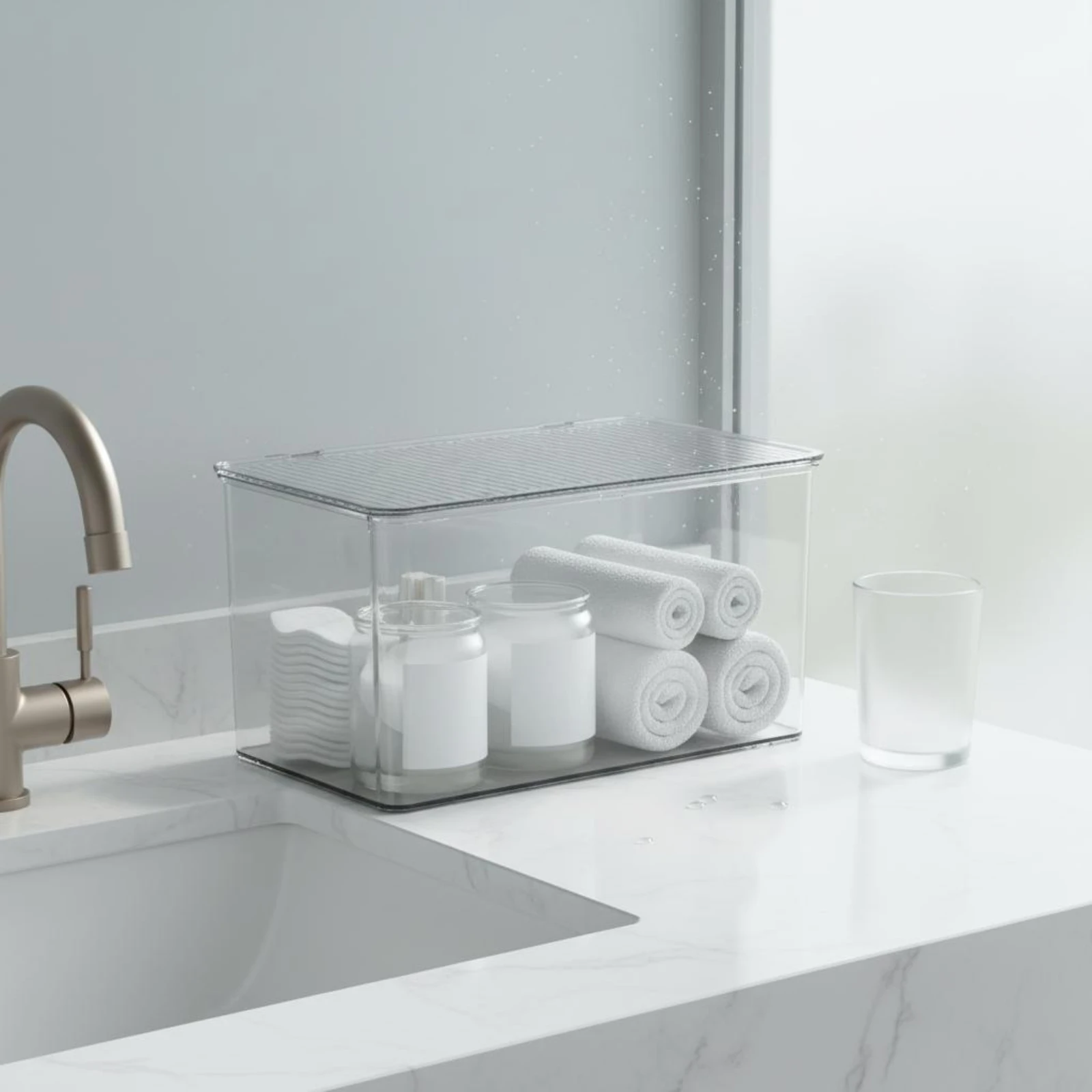 

3 Pieces Acrylic Organizer Box Dustproof Clear Storage Bin with Lid Acrylic Storage Container Sturdy