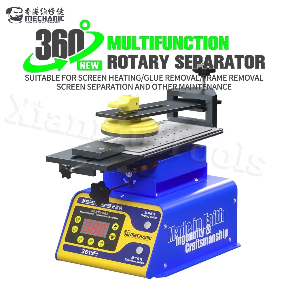 MECÂNICO 361 SE+ Multifunções 360 °   Separador rotativo para reparo de tela de celular, ferramentas de remoção de quadro de remoção de cola de aquecimento