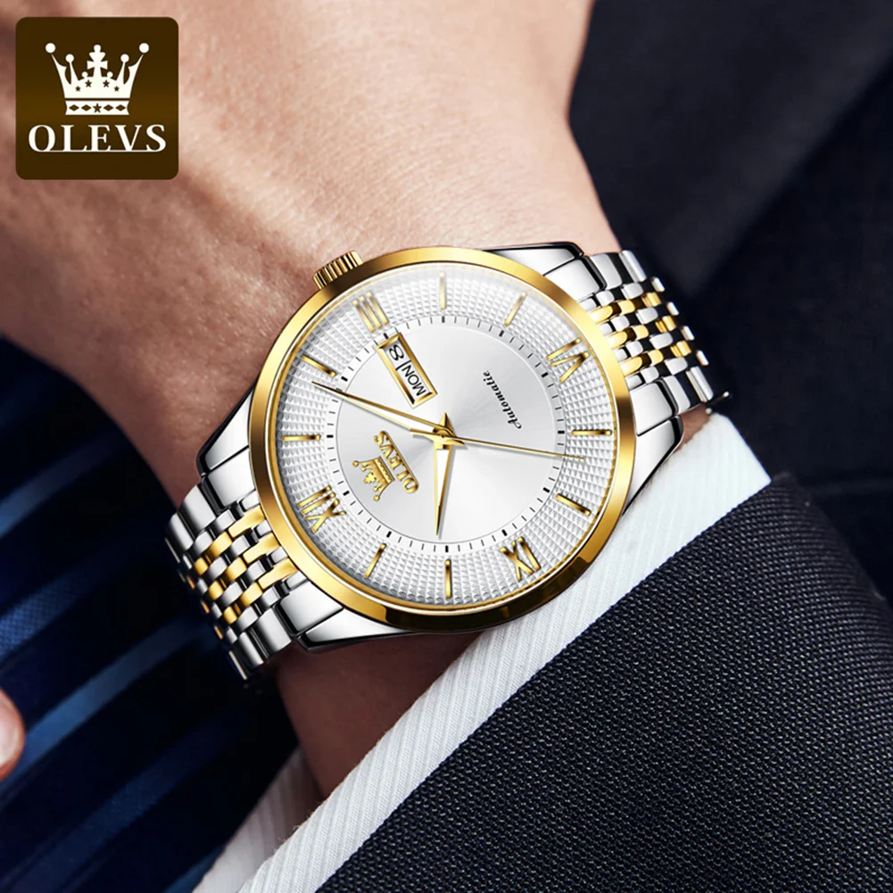 OLEVS 6657 Top Brand Men Watches Business Fashion Automatic Mechanical Wristwatch for Man Waterproof Luminous Date Week Sapphire