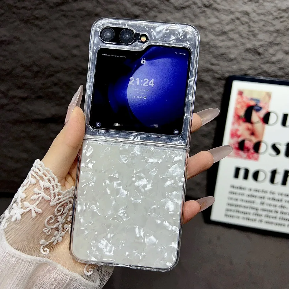 Luxury High Quality Glitter Dream Shell Phone Case for Samsung Galaxy Z Flip 7 6 5 4 3 Hard PC Shockproof Protection Back Cover