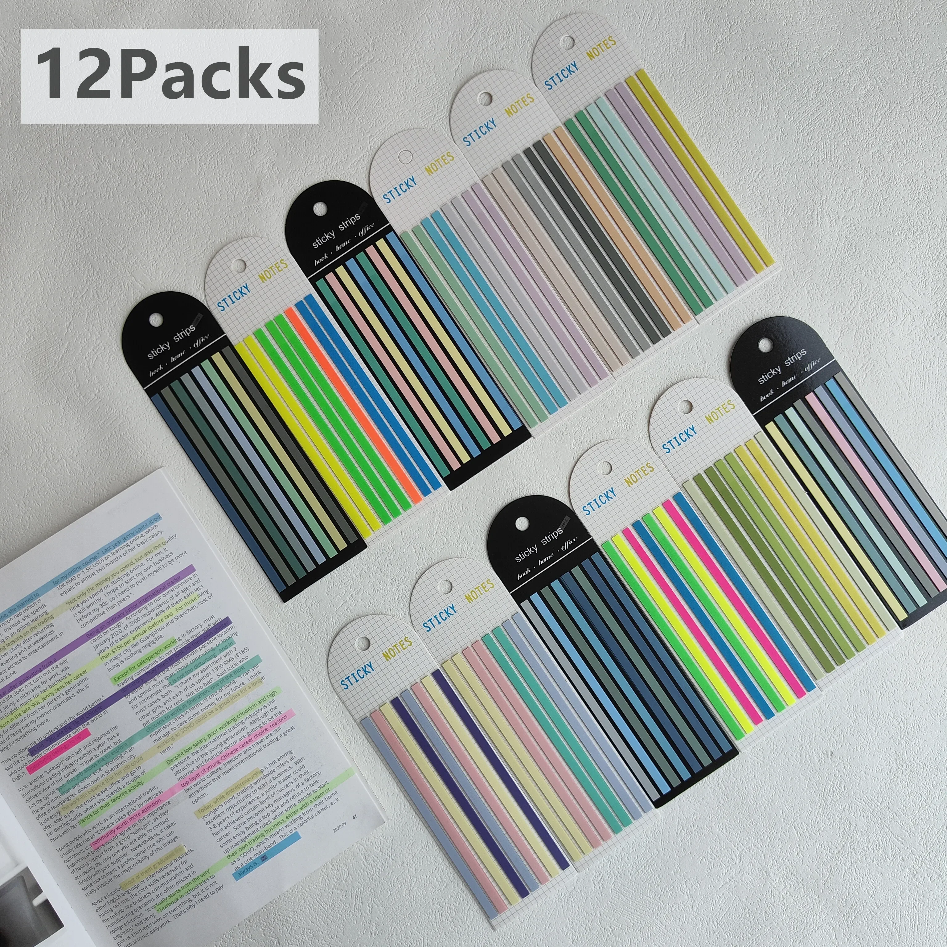 12Packs/Set Transparent Sticky Notes Self-Adhesive BookMarkers Annotation Reading Book Clear Tab Kawaii Cute Stationery