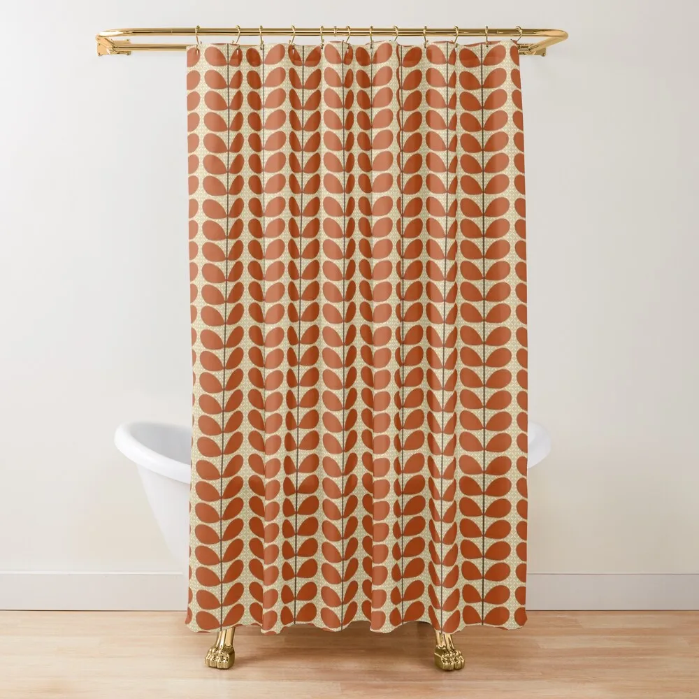 

Mid Century Danish Leaves, Rust Brown and Beige Shower Curtain Bathroom For Shower For Bathrooms Bathroom Deco Curtain