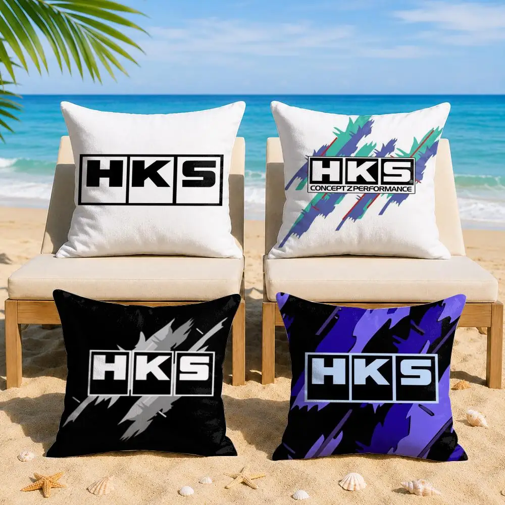 Retro Pattern H-Hks Cushion Cover Soft Short Plush Double-Sided Printing Home Decor Machine Washable Pillow Case Gift