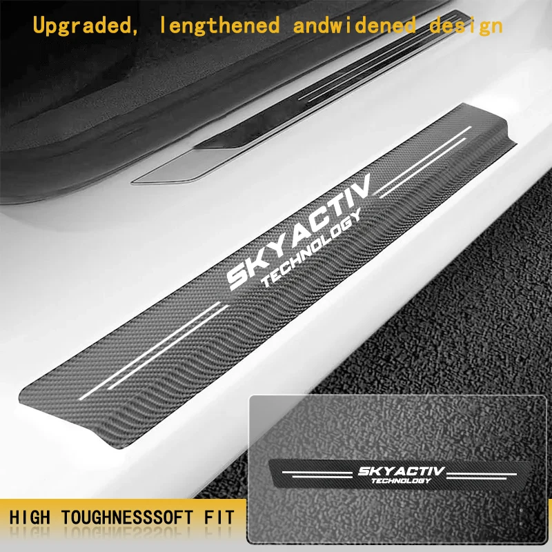 Car Door Sill Carbon Fiber Sticker Threshold Side Anti Scratch Waterproof For Mazda Skyactive CX5 CX7 CX8 CX9 CX3 CX4 CX30 MX5