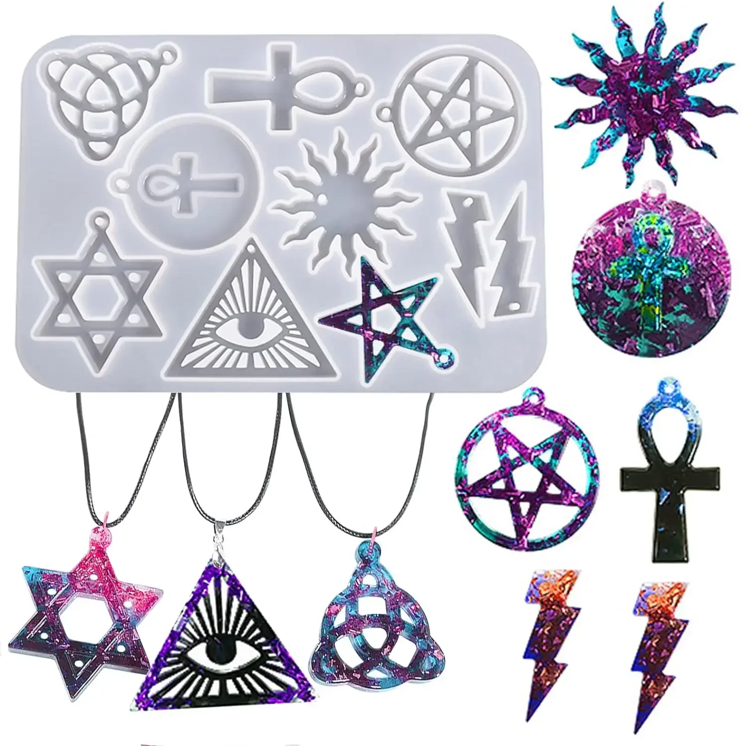 

DIY Pendant Crystal Epoxy Resin Mold Punk Style Earring Pentagram Pendant Silicone Mold Candle holder mold Silicone mold making