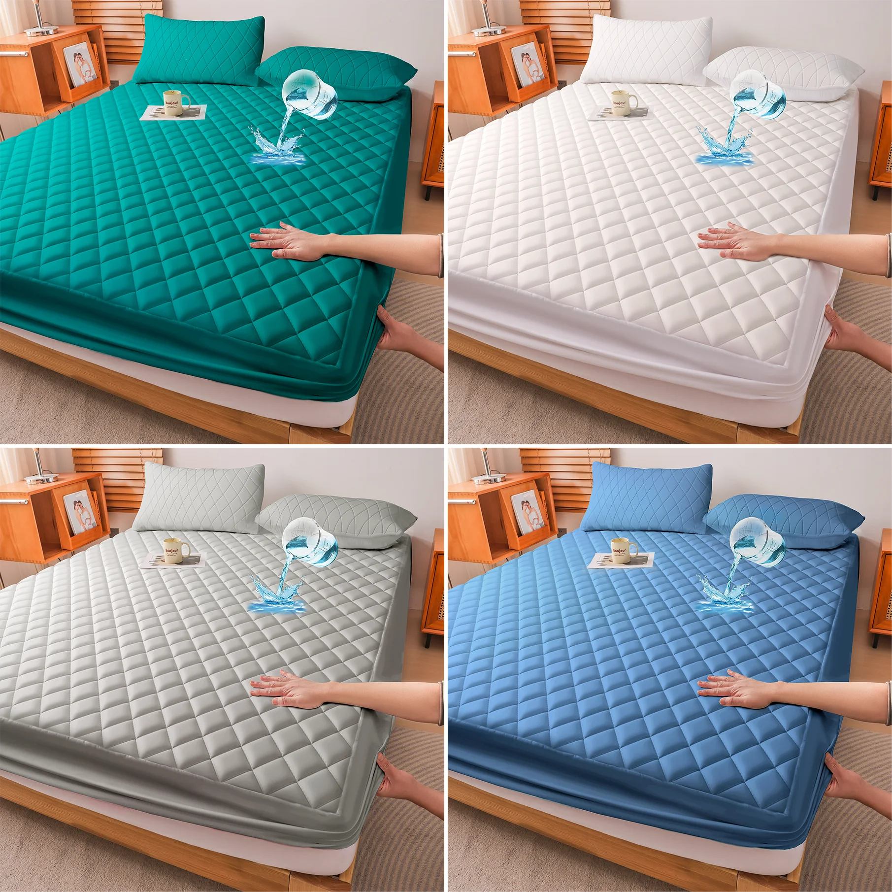 

1pc waterproof mattress cover, refreshing and breathable, waterproof, stain-resistant and wrinkle-resistant, machine washable