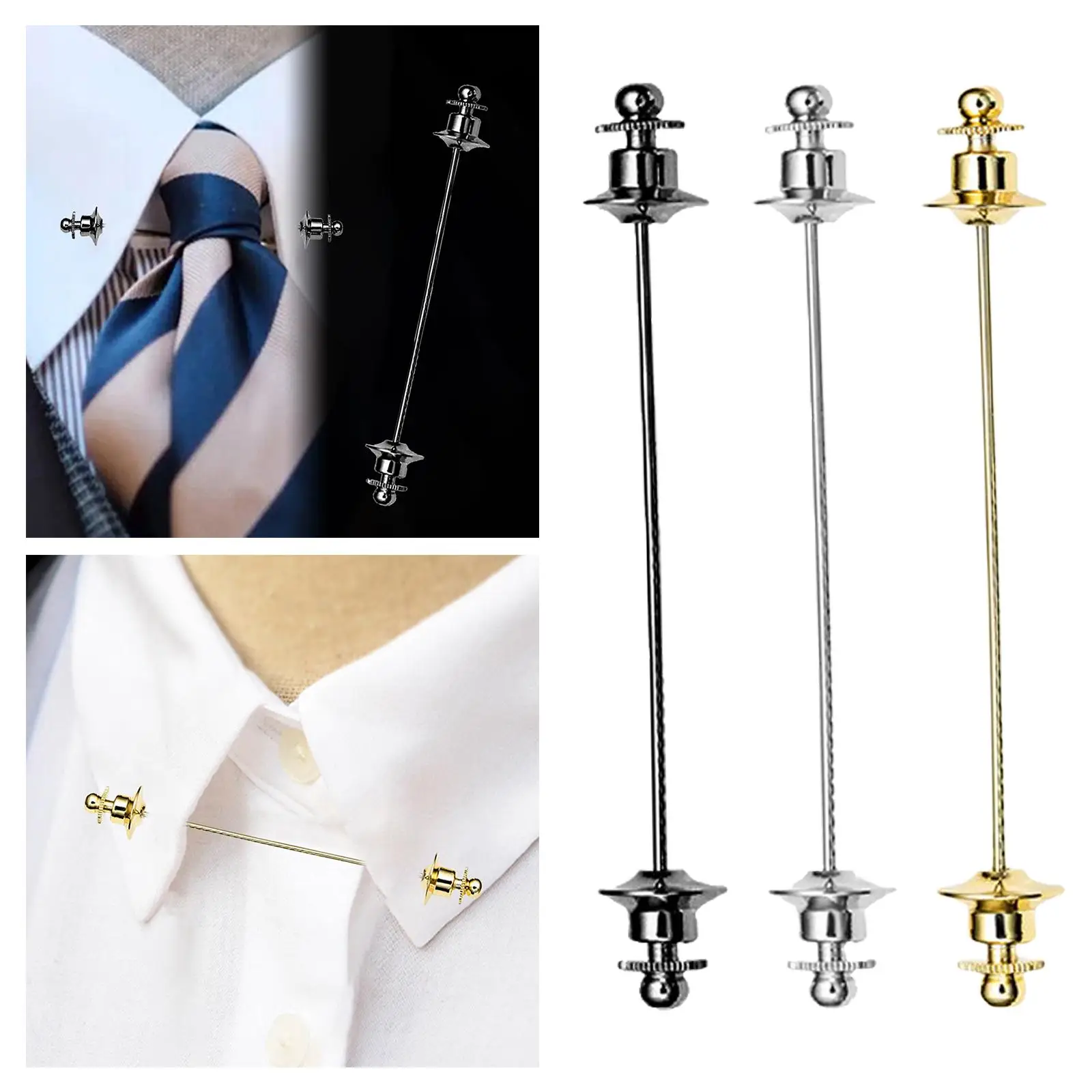Fashion Shirt Collar Bar Tie Pin for Men Copper Accessories Suit Brooch for Business