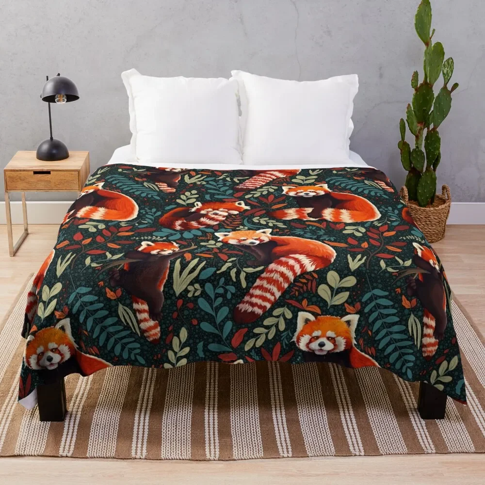 

Red Panda - Plants - Pattern Throw Blanket Stain Resistant Cozy Warm Blanket