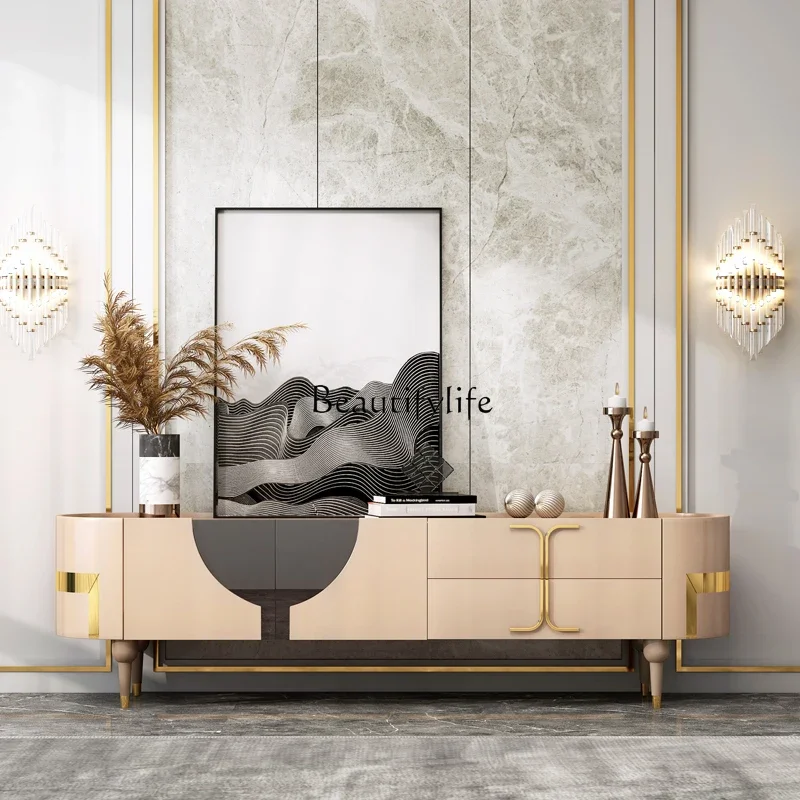 

LJY*Italian light luxury modern simple villa living room high-end luxury TV cabinet master bedroom high floor cabinet
