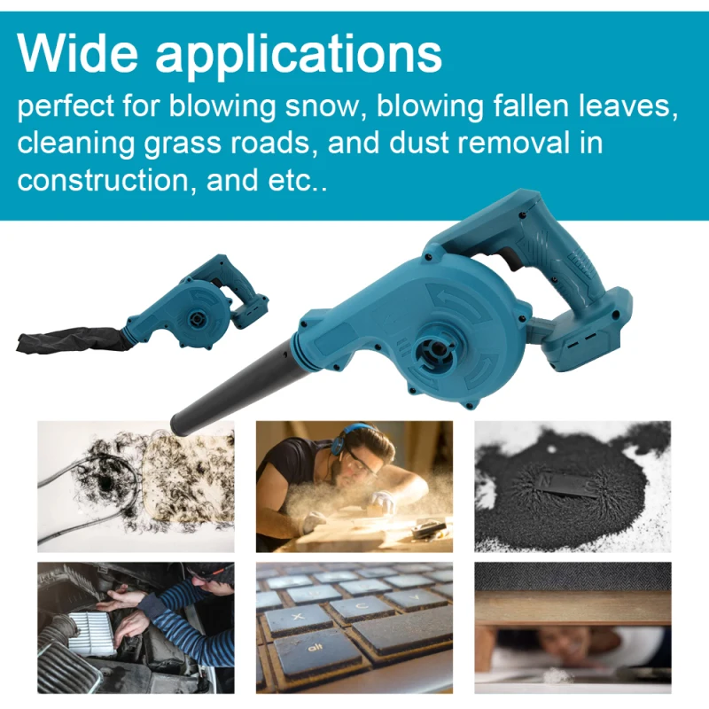 Electric Air Blower Compatible with Makita Battery Strong Wind Leafs Steplss Speed Change Dust Home Cleaner Power Tool