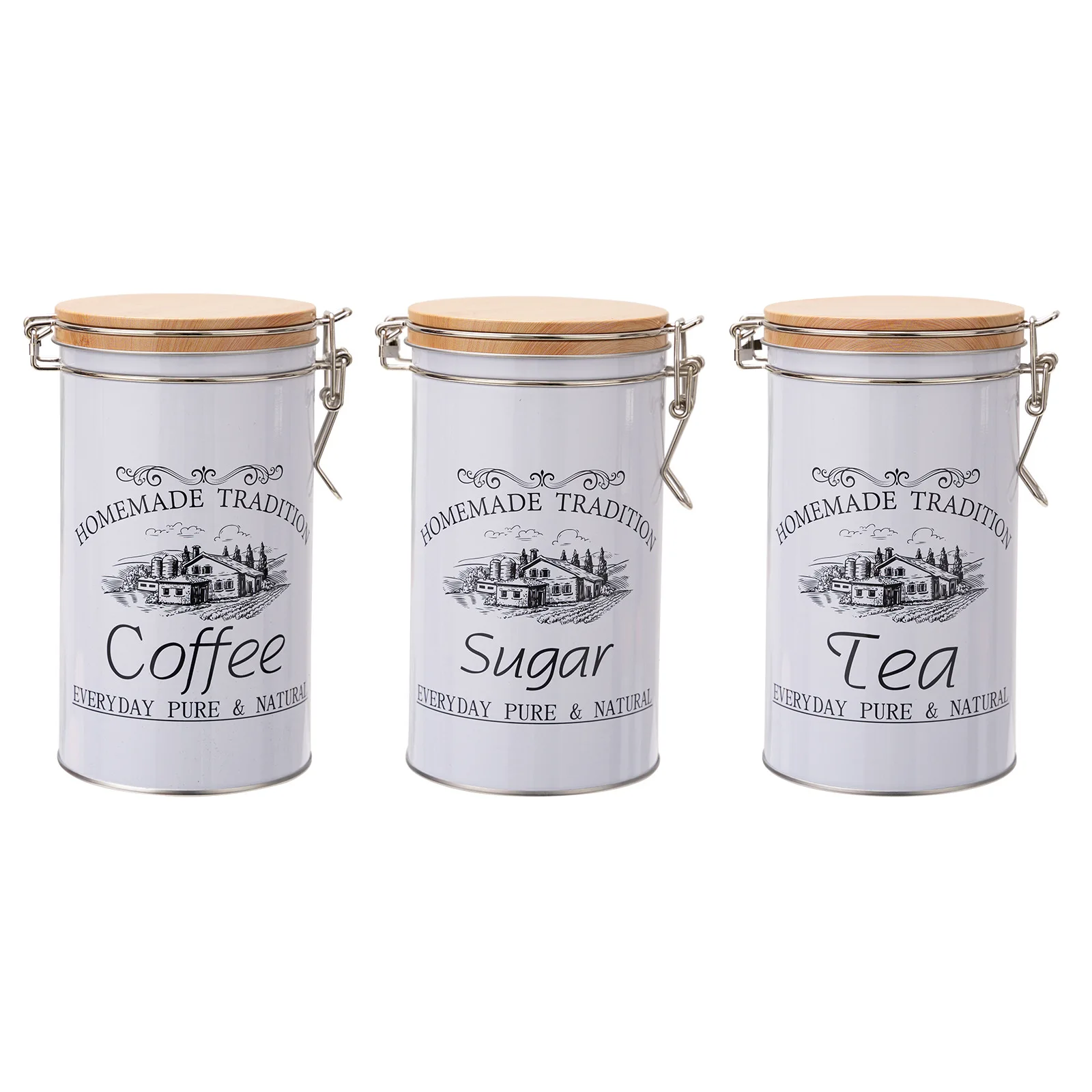 3pc/Set Coffee Bean Airtight Kitchen Food Storage Organizer Container Box Food-grade Storage Fresh Breathing Sugar Tea Iron Cans