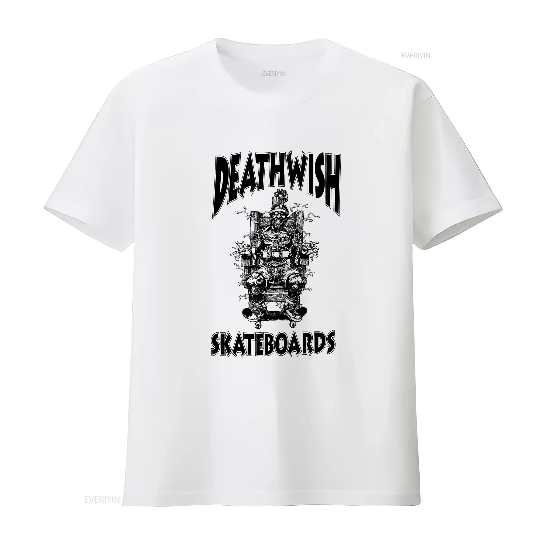 Deathwish Skateboards Death Row Electric Chair T Shirt White XL NEW vintage Washed fashion graphic Versatile Soft Comfortable